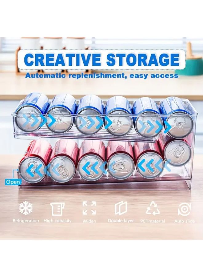1pc Portable Refrigerator Organizer Automatic Filling Sorting Double Layer Drawer Storage Rack - Image 1